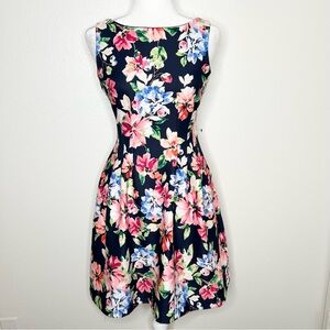 NWOT Vince Camuto Womens Navy & Pink Floral Fit & Flare Sleeveless Dress Size 2